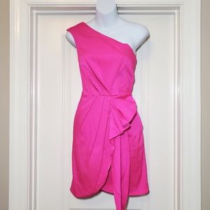 NWOT BCBGeneration one shoulder hot pink dress